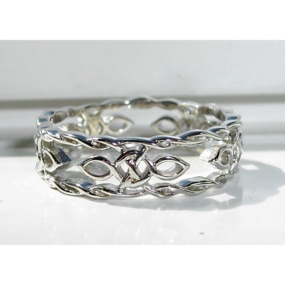 925 STERLING SILVER Celtic Autumn Open Work Eternity Band Ring - Picture 3 of 15